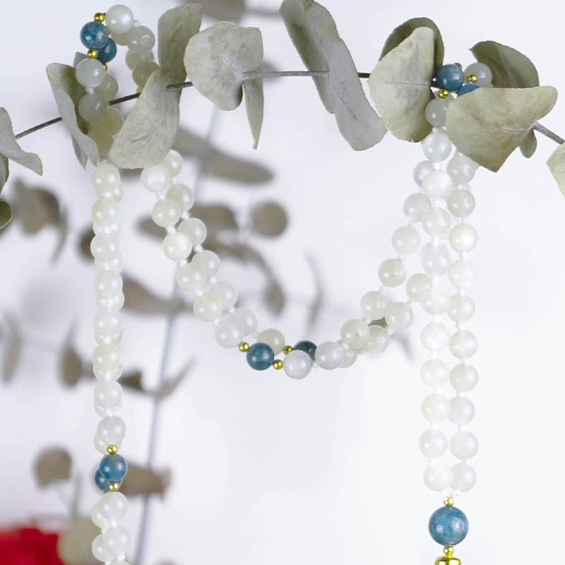Collier mala pierre de lune et apatite | Achamana