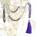 Mala Halskette Mondstein - Amethyst - 6 mm AA-Perlen - Vignette | Achamana