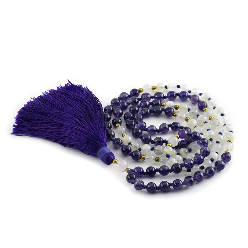 Colliers malas Pierre de lune et Améthyste | Achamna