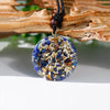 Pendentif orgonite Dome Lapis-lazuli Turquoise Fleur de lotus ciselée