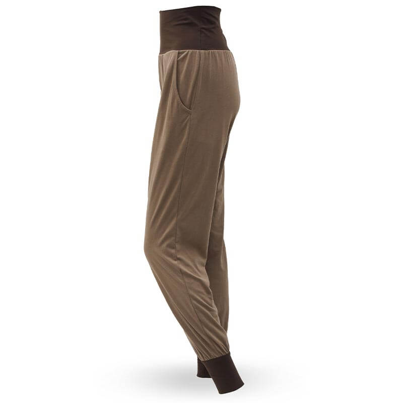 Pantalon de yoga fluide, coupe large, gris marron | Achamana