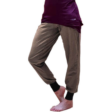 Pantalon yoga femme, coupe large, gris marron | Achamana