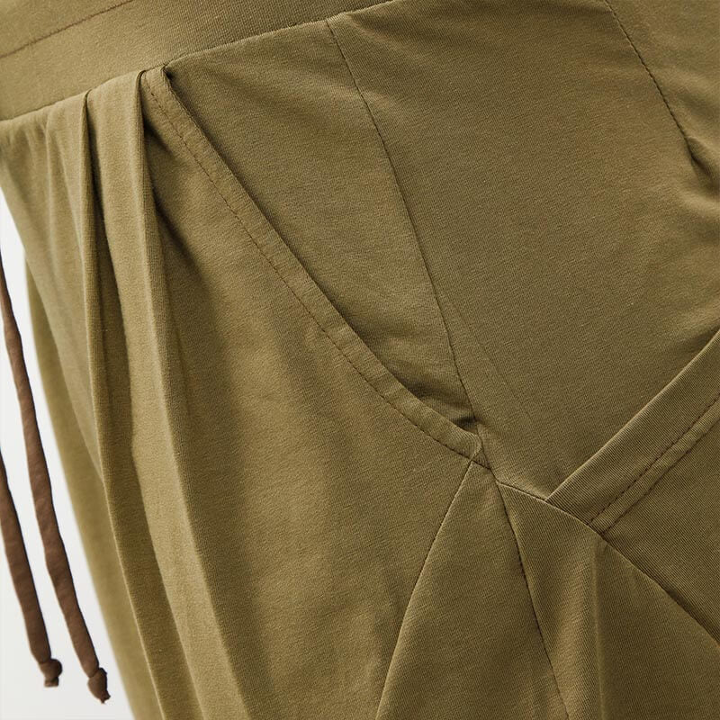 Vêtement de yoga homme - pantalon avec poches vert olive en coton bio certifié GOTS | Achamana