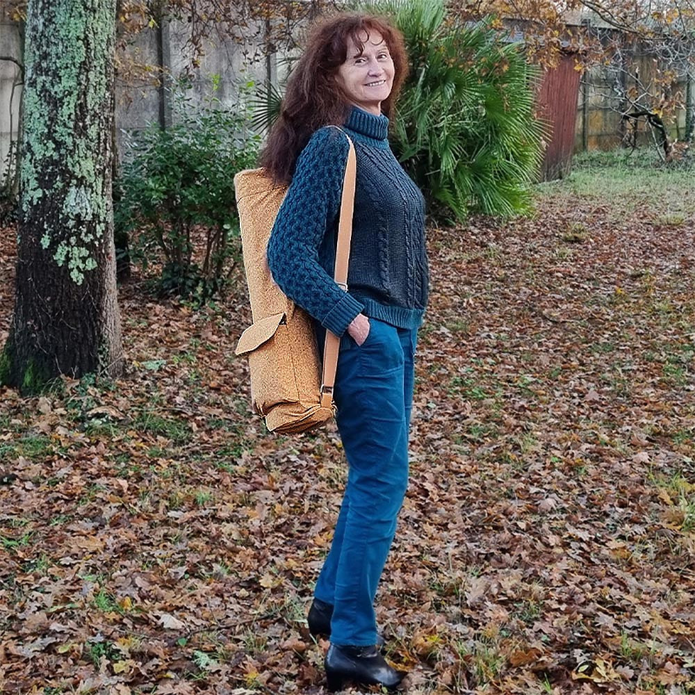 sac tapis de yoga en liège naturel -grand taille | Achamana