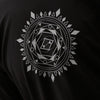 Mandala sérigraphié sur un tee shirt de yoga homme noir en coton bio | Achamana