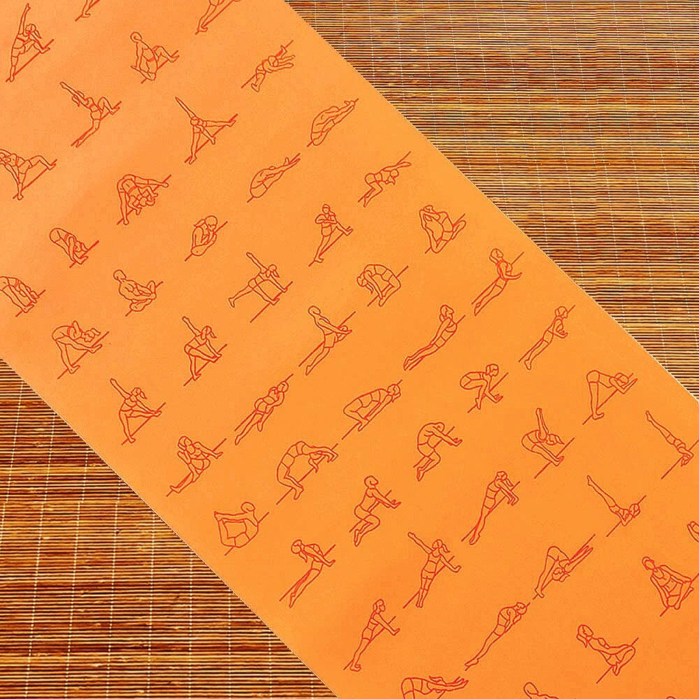 tapis de yoga éco-responsable iltra antidérapant orange - postures yoga | Achamana
