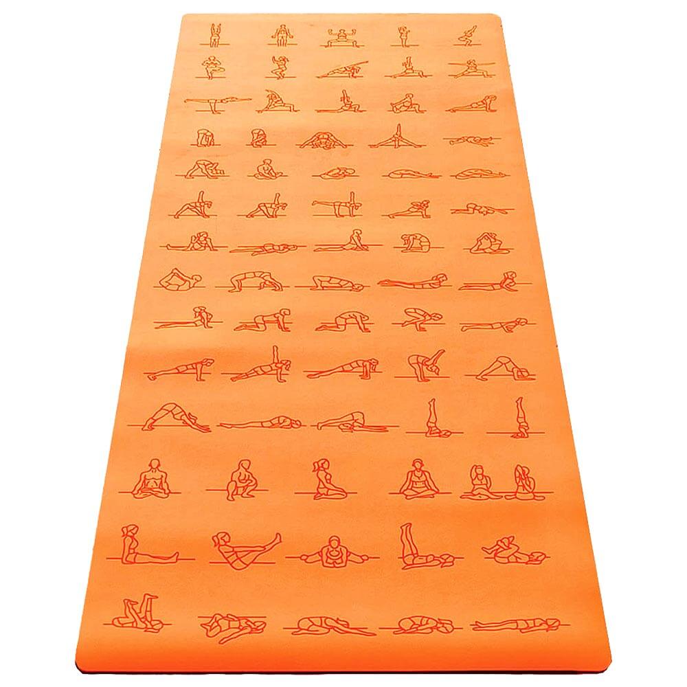 tapis yoga ecologique antidérapant orange - postures yoga | Achamana