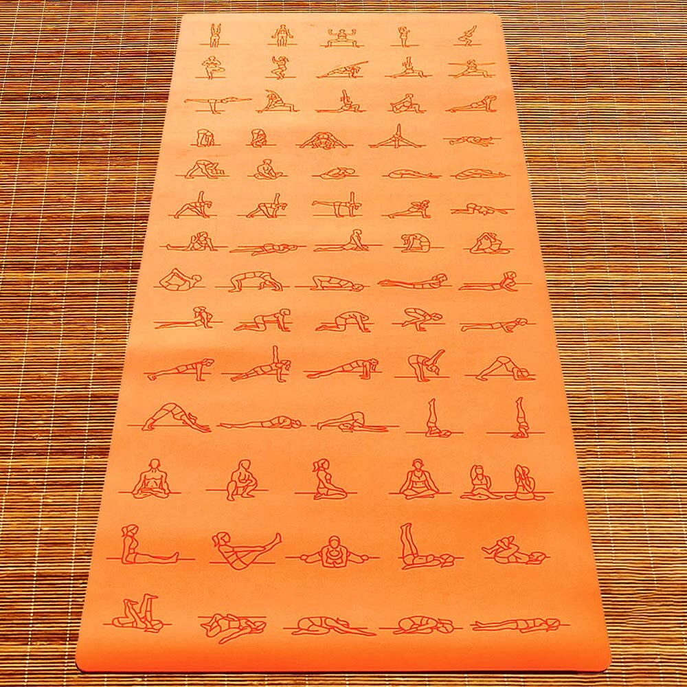 tapis de yoga  antidérapant orange - caoutchouc et similicuir - postures yoga | Achamana