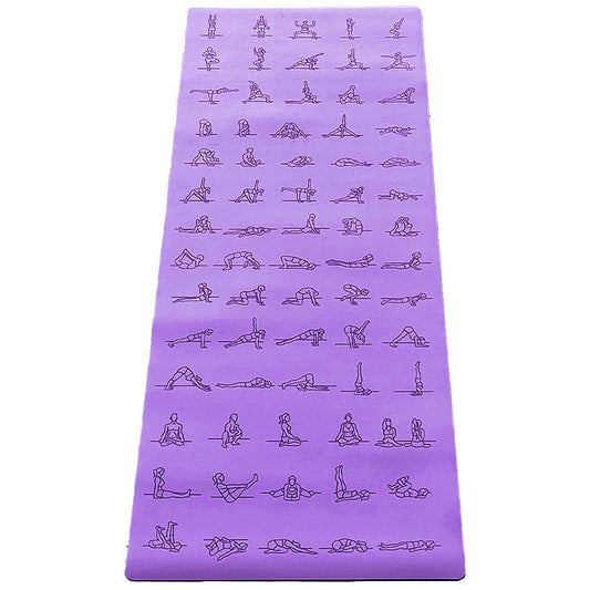 Tapis yoga débutant antidérapant violet -Asanas gravées | Achamana