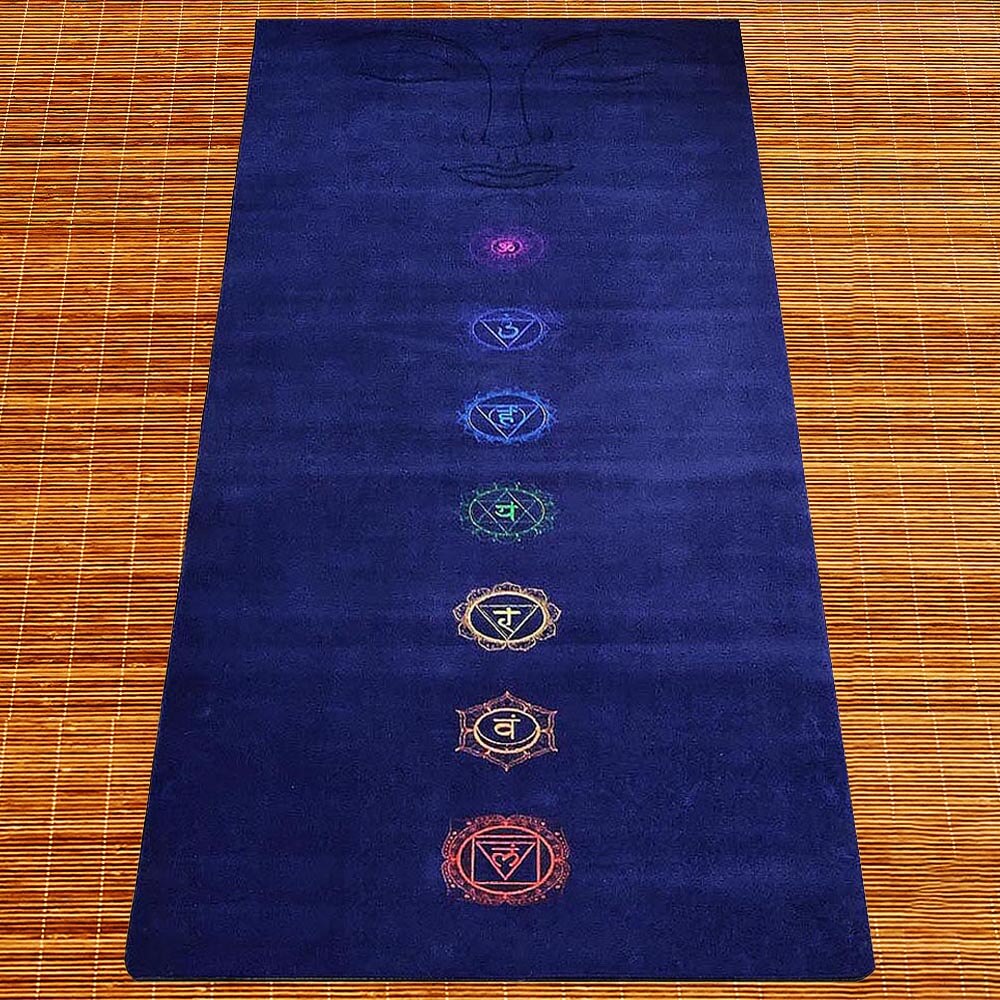 Tapis yoga éco-responsable - 3 plis thermocollées - design Bouddha spirit, 7 chakras | Achamana