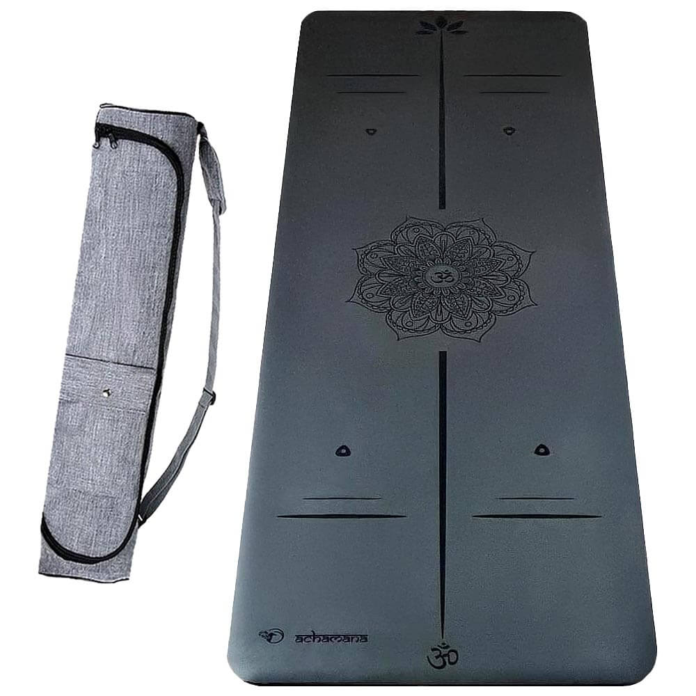 tapis yoga - ultra antidérapant en caoutchouc et similicuir + sac étanche | Achamana