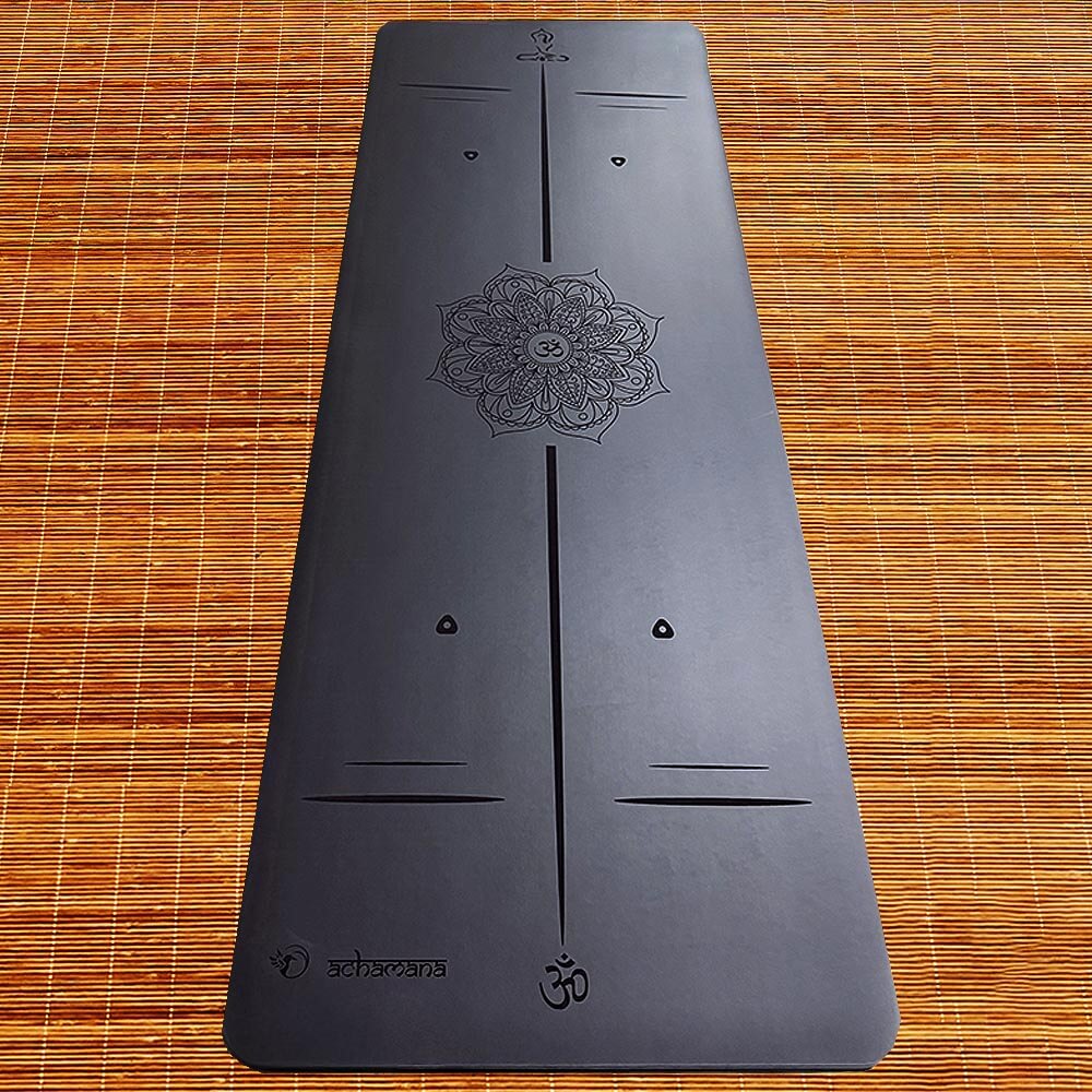 Tapis de yoga antidérapant pour mains sèches ou transpirantes - caoutchouc et eco PU - design Mandala | Achamana