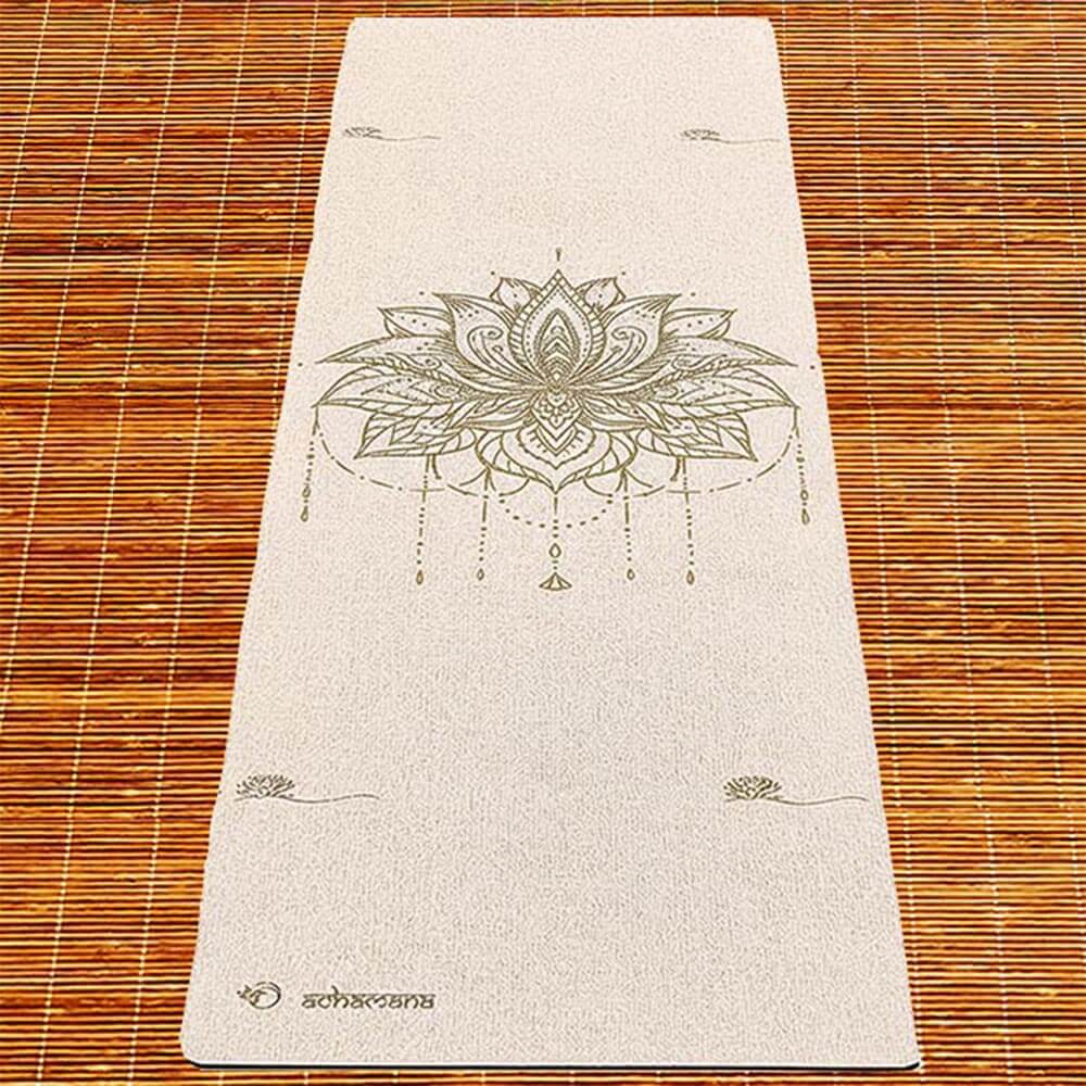 Tapis yoga ecologique 100% naturel  - design fleur de lotus | Achamana