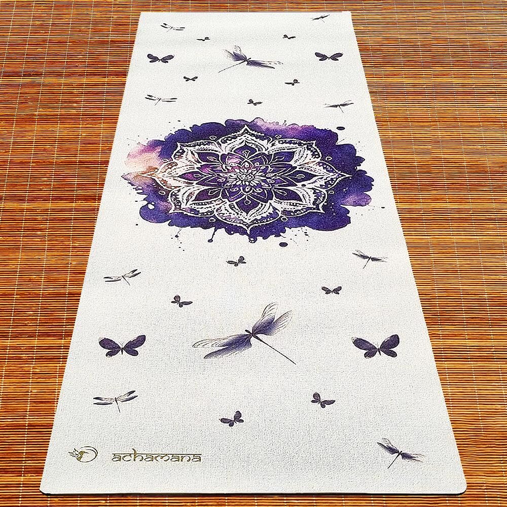 Tapis yoga doux en caoutchouc et chanvre - design Rose de Mandala | Achamana