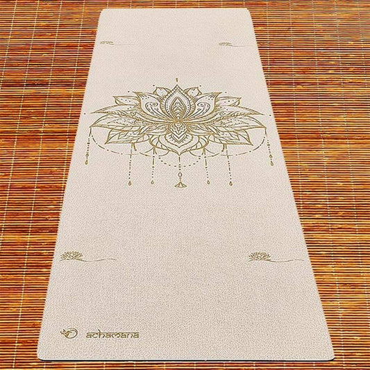Tapis de yoga en caoutchouc naturel et chanvre - fleur de lotus - Boutique yoga Marseille | Achamana