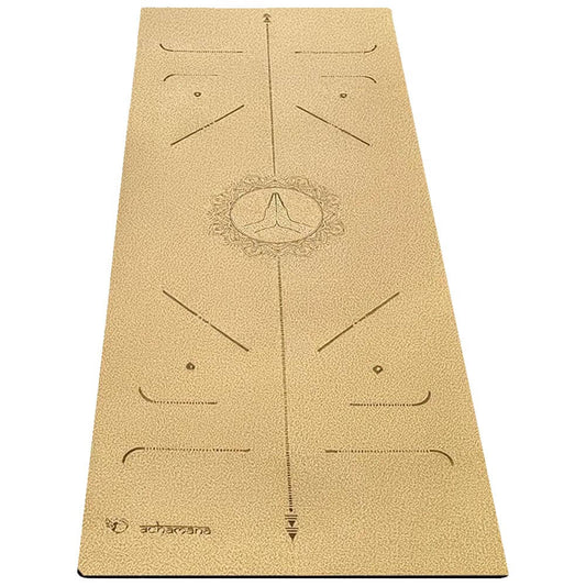 Yoga débutant - Tapis de yoga liège lignes de position | Boutique de yoga en ligne Achamana