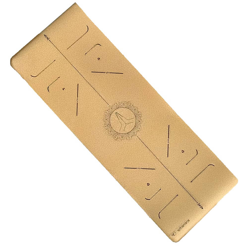 Tapis yoga liege marqueurs position - Design Namasté | Achamana