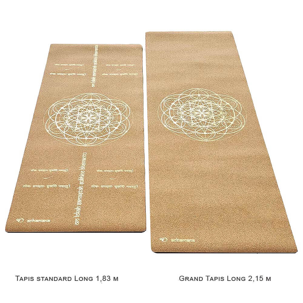 Yoga bordeaux - Tapis de yoga liège grand format Fleur de vie | Achamana