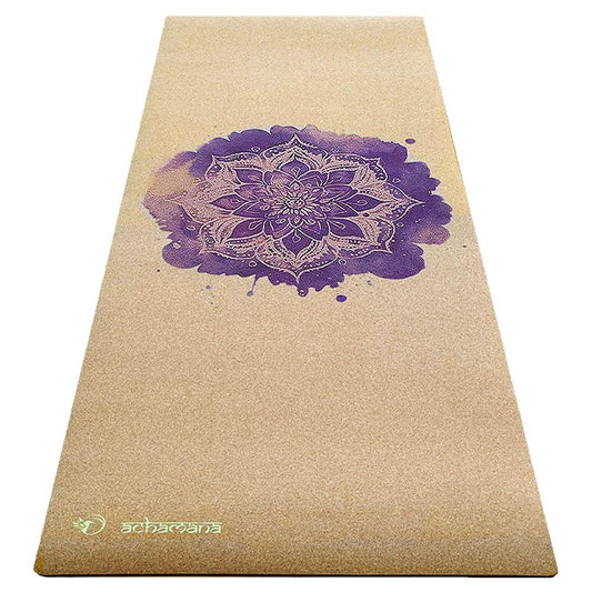 Tapis yoga liege design rose de Mandala | Achamana