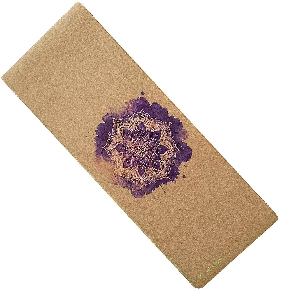 Tapis yoga éco-responsable en liège - Rose de mandala | Achamana