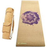 Tapis de yoga liège, conception 3 plis - Rose de mandala pourpre - Vignette | Achamana