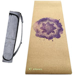 Tapis de yoga liège, conception 3 plis - Rose de mandala pourpre - Vignette | Achamana