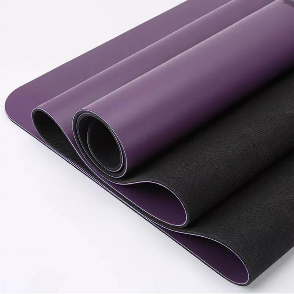 Tapis de yoga eco-responsable  - caoutchouc et similicuir couleur violet | Achamana