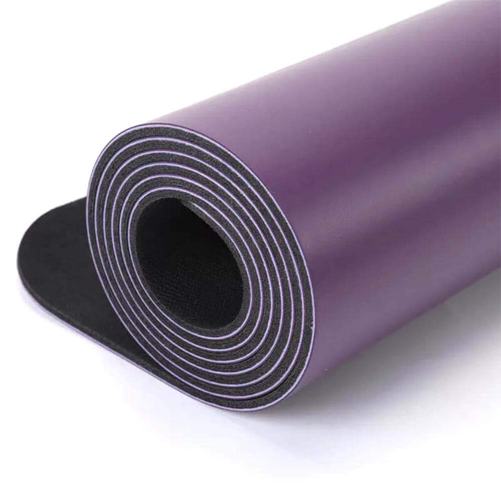 tapis de yoga en caoutchouc naturel et similicuir violet | Boutique yoga lille Achamana