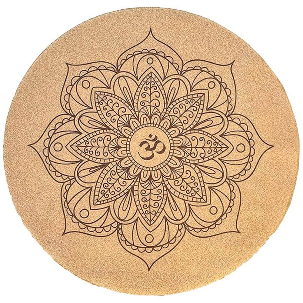 Tapis de yoga et méditation en liège  antidérapant mandala | Achamana