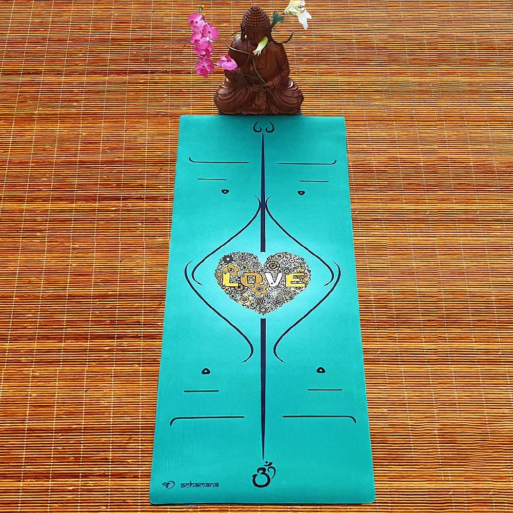 Yoga débutant - Tapis de yoga vert avec marqueur position | Achamana