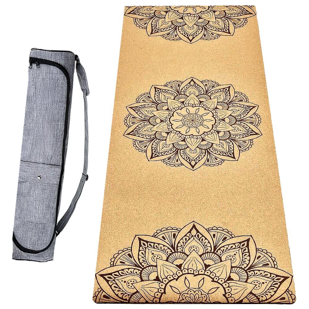 tapis de yoga en liège 3 mandalas + sac de yoga | Achamana