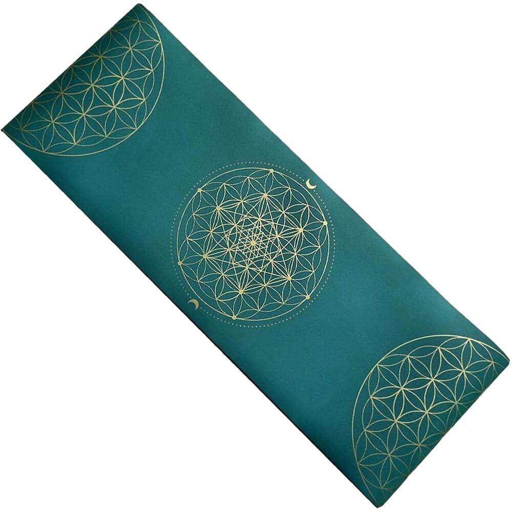 Tapis yoga ecologique TPE PU fleur de vie vert | Achamana