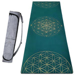 Tapis de yoga TPE & PU Metatron - Fleur de vie Vert 6mm - Vignette | Achamana