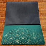 Tapis de yoga TPE & PU Metatron - Fleur de vie Vert 6mm - Vignette | Achamana