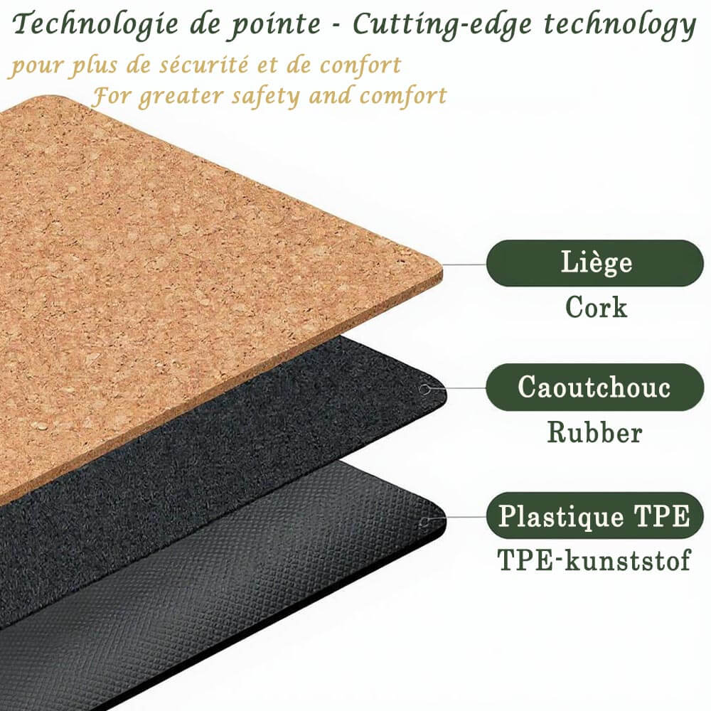 Nouveaux tapis de yoga épais, adhérence et confort en liège - nouvelle technologie | Achamana