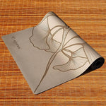 Tapis de yoga antidérapant caoutchouc PU - Elévation beige - Vignette | Achamana