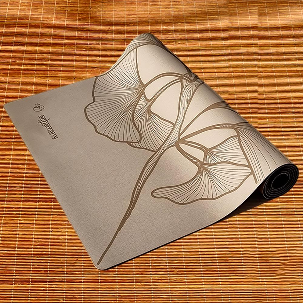 Tapis de ecologique 5 mm antidérapant couleur crème - design branche artistique | Achamana