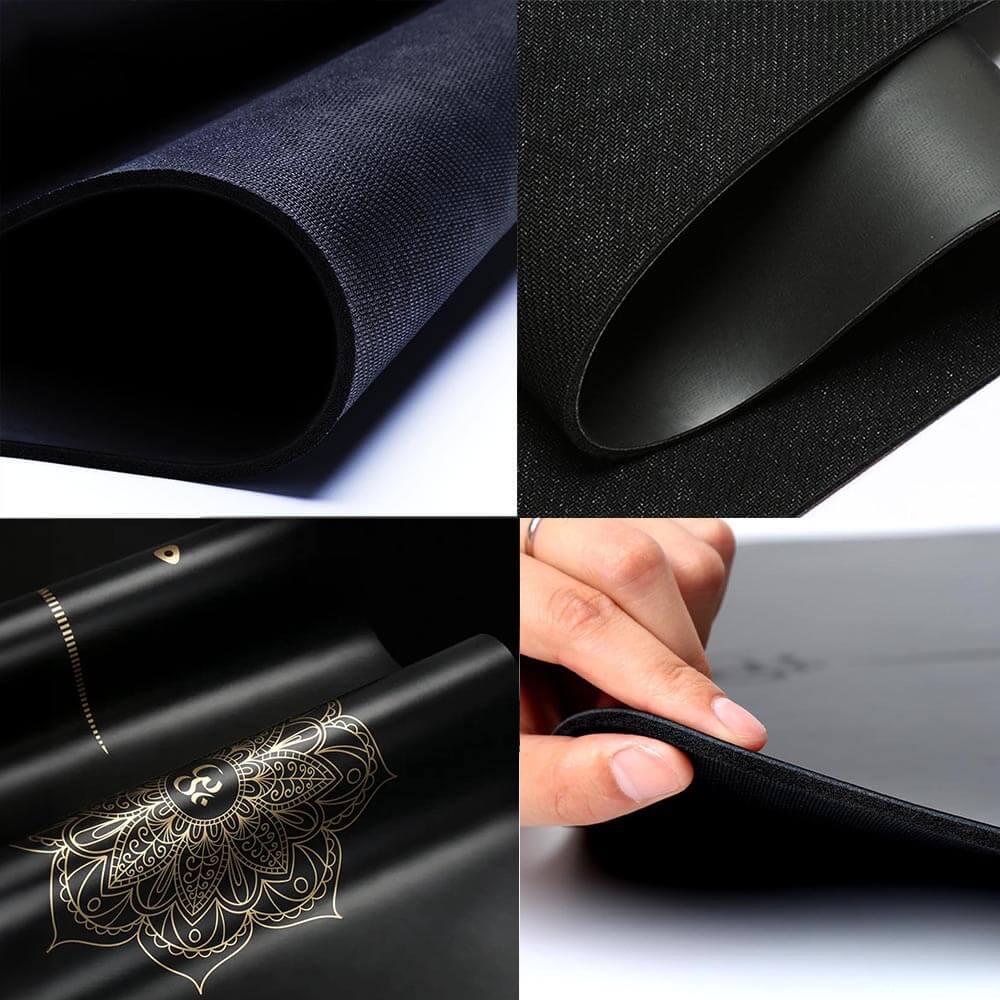 Tapis de yoga en caoutchouc naturel et similicuir - focus matières | Achamana