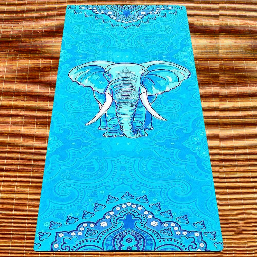 Tapis de yoga bleu - design éléphant | Achamana