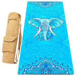 Tapis de yoga 5mm -Postures confort - Eléphant bleu - Vignette | Achamana