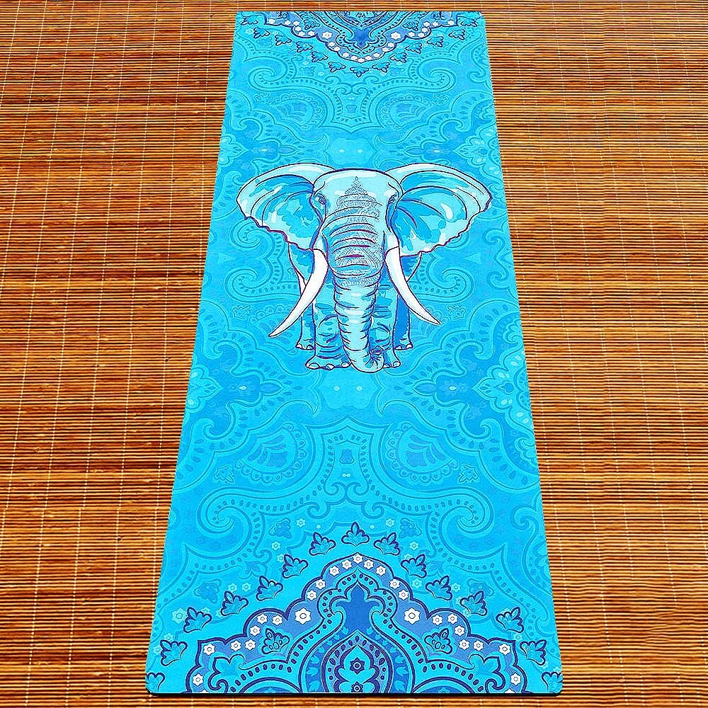 Tapis de yoga latex et microfibre - dessin éléphant | Achamana