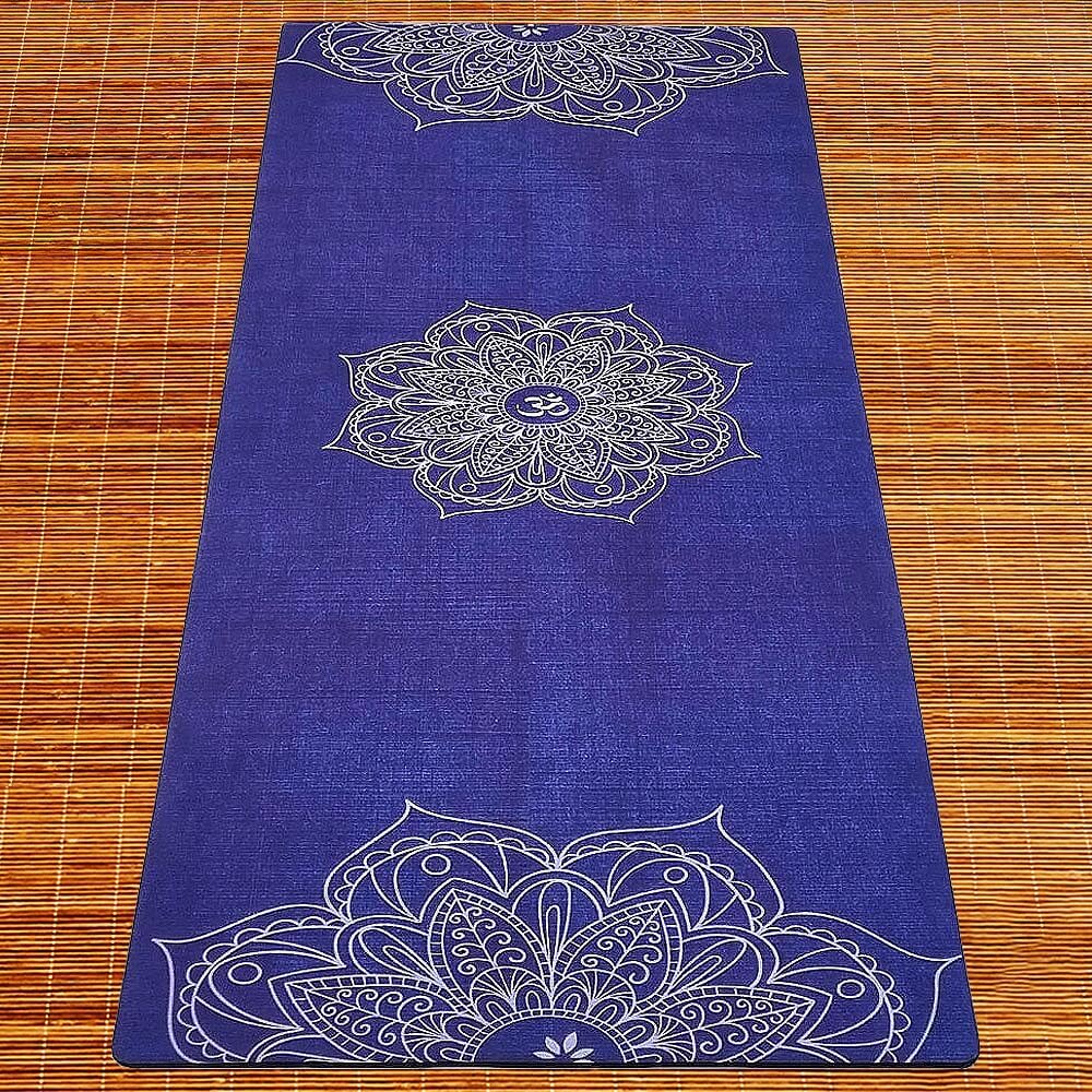 tapis yoga professionnel ecologique bleu design mandala | Boutique yoga Achamana 