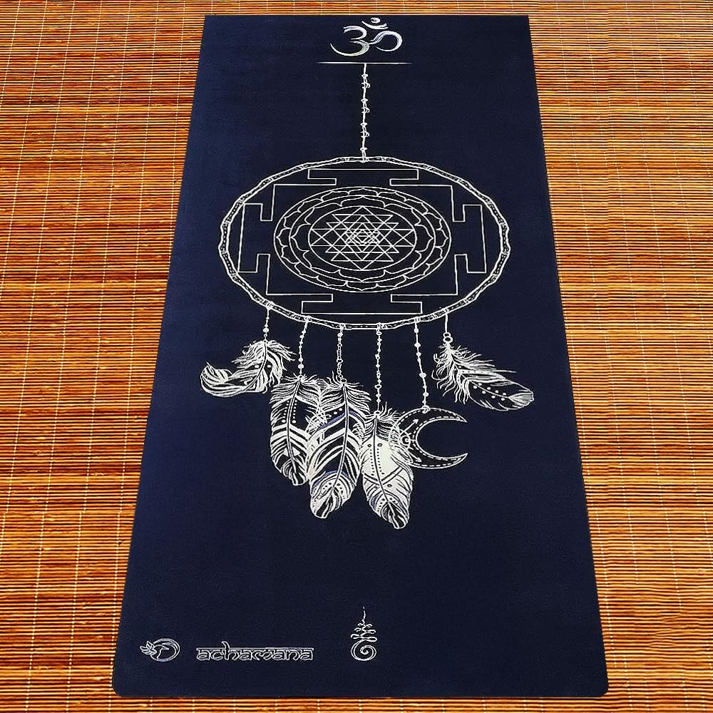 Tapis de yoga éco-responsable antidérapant - latex et microfibre - Sri yantra | Achamana