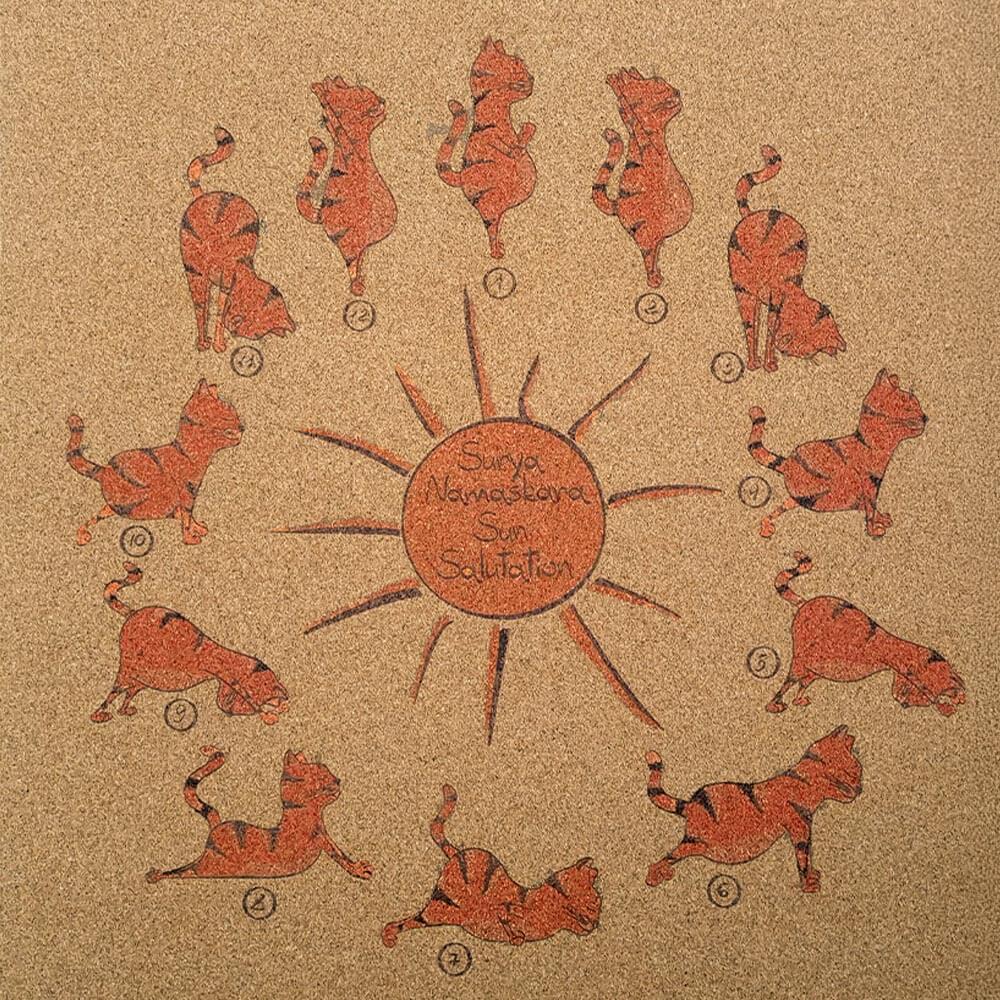 Salutation au soleil - Tapis yoga enfant en liège | Achamana