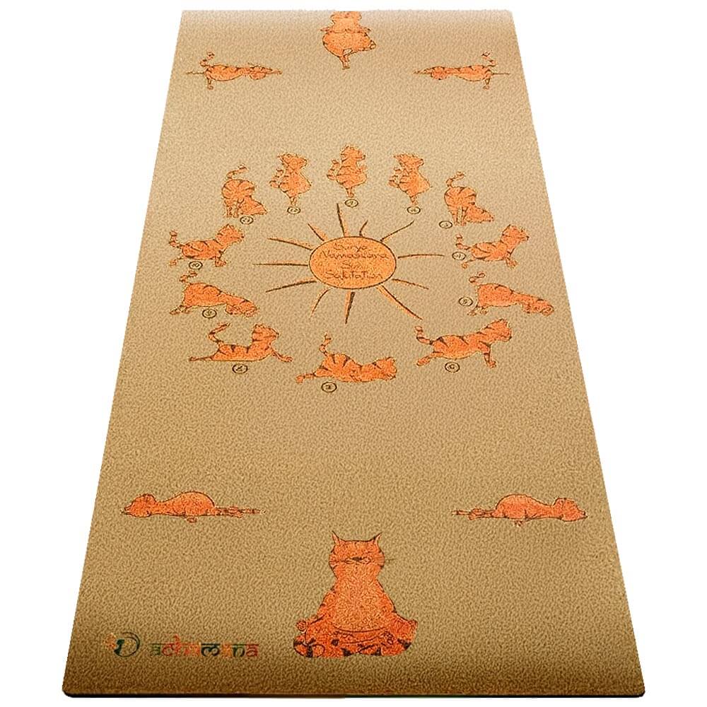 Yoga enfant - Tapis yoga liège antidérapant au design ludique yogis chats | Achamana