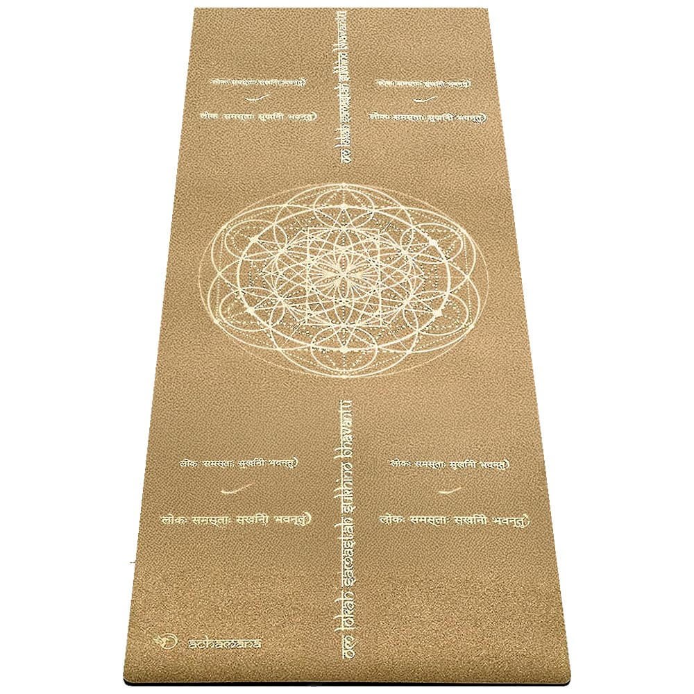 Lokah Samastah Sukhino bhavantu - Tapis yoga liege fleur de vie yoga mantra | Achamana