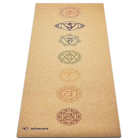 Tapis yoga liege et caoutchouc naturel - Design 7 chakras | Achamana