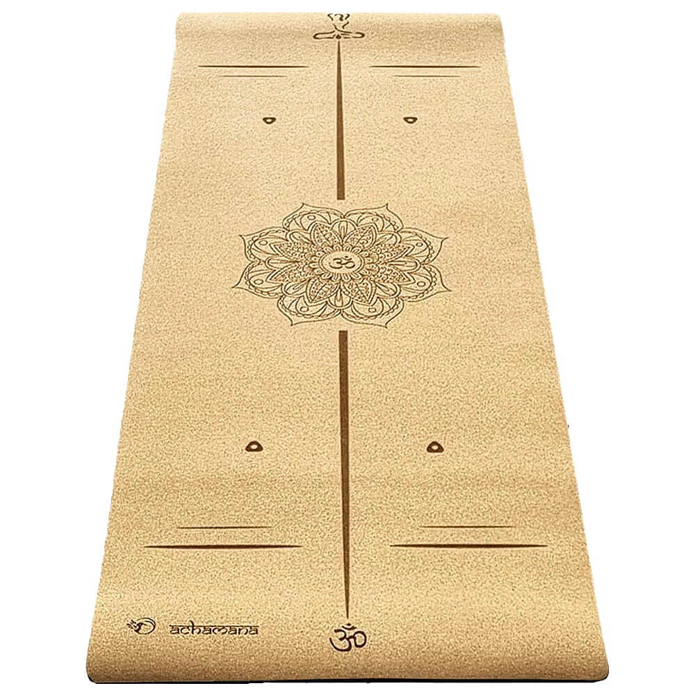 Tapis yoga liege épais - mandala et ligne de position gravés | Achamana
