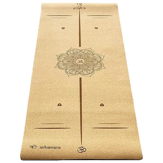 Tapis yoga liege épais - mandala et ligne de position gravés | Achamana