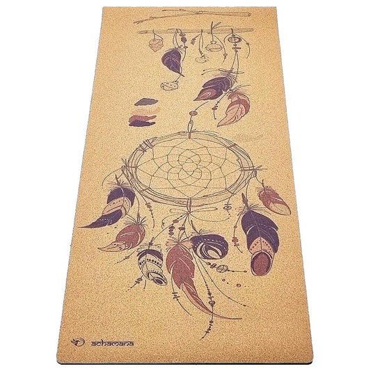 Tapis yoga liege et caoutchouc naturel - Design Attrape rêves | Achamana